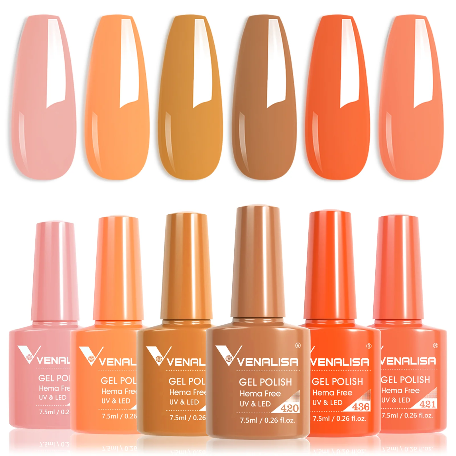Orange Hema Free - 6 Colors Gel Polish Set TPO Free Hema Free