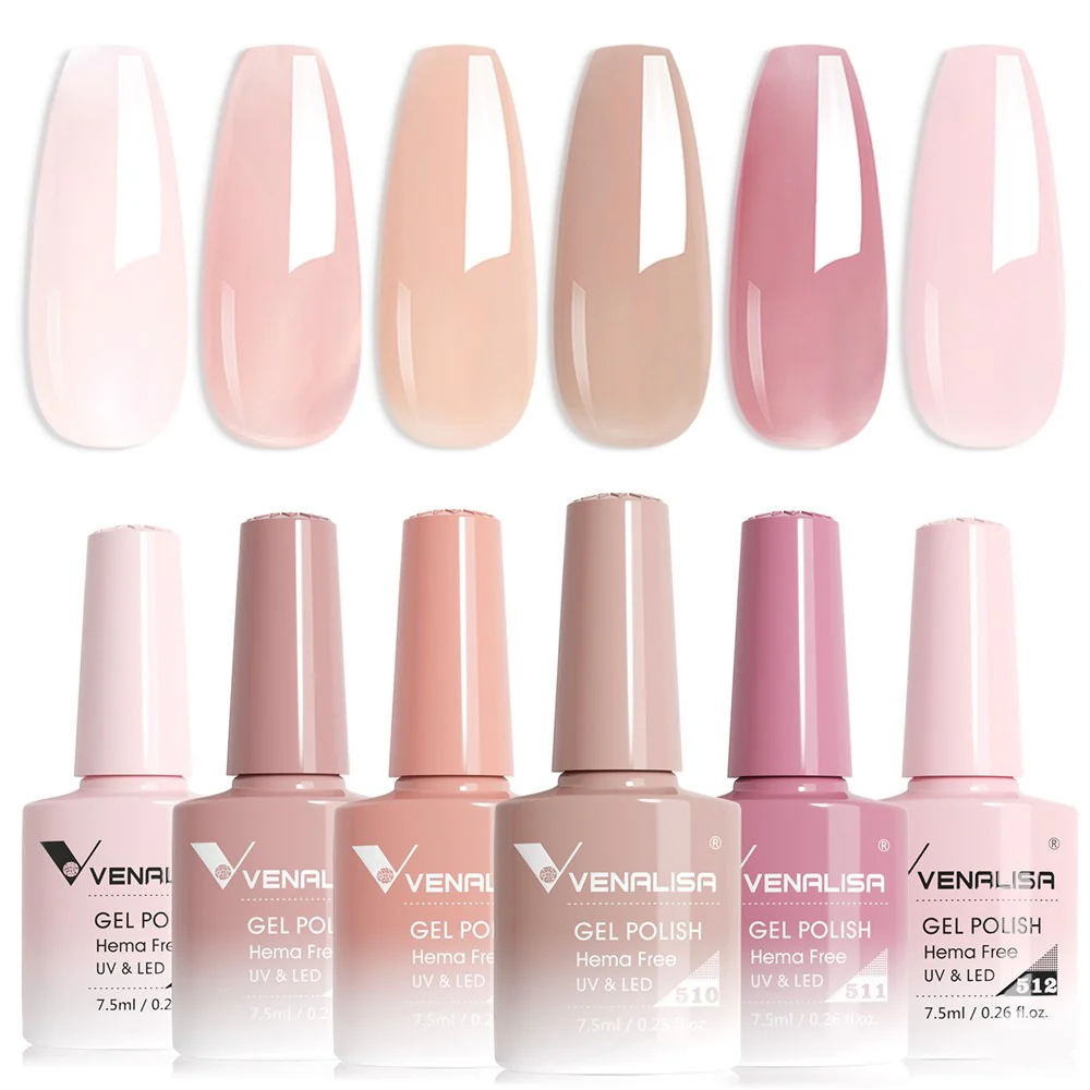 Jelly Translucent Gel Polish 6 Colors Set Hema Free TPO Free Hema Free - Image 2