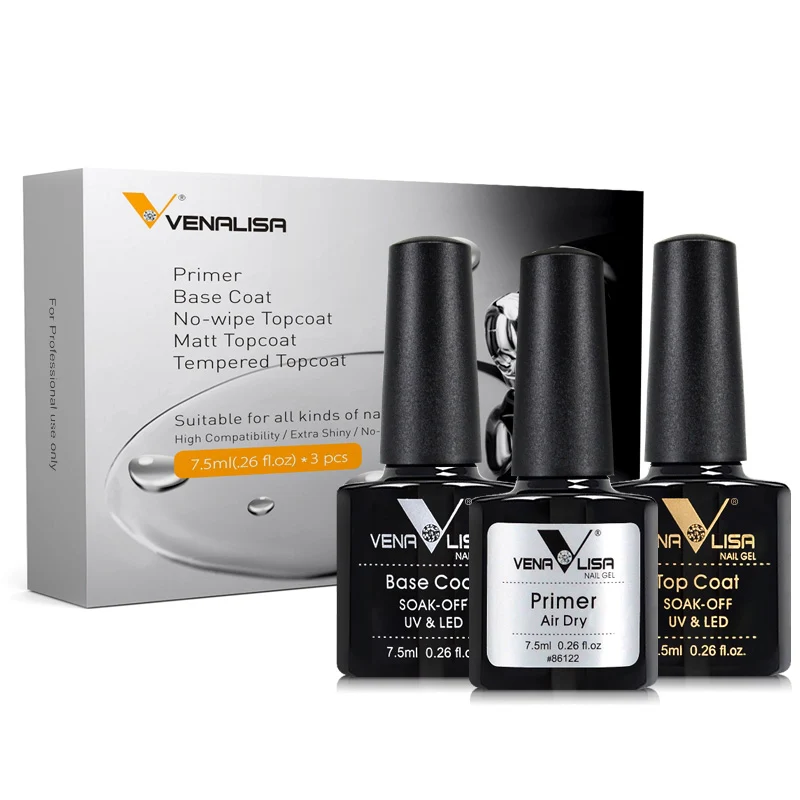 7.5ml Primer Base Coat Top Coat Set- 3 pcs TPO Free Hema Free