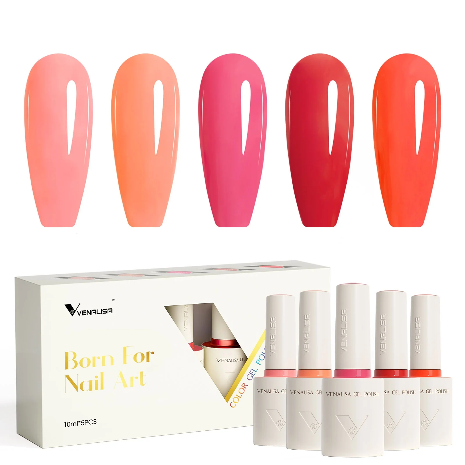Amber Blaze- 5 Colors Gel Polish Set (With Nail Tips) TPO Free Hema Free - Image 3