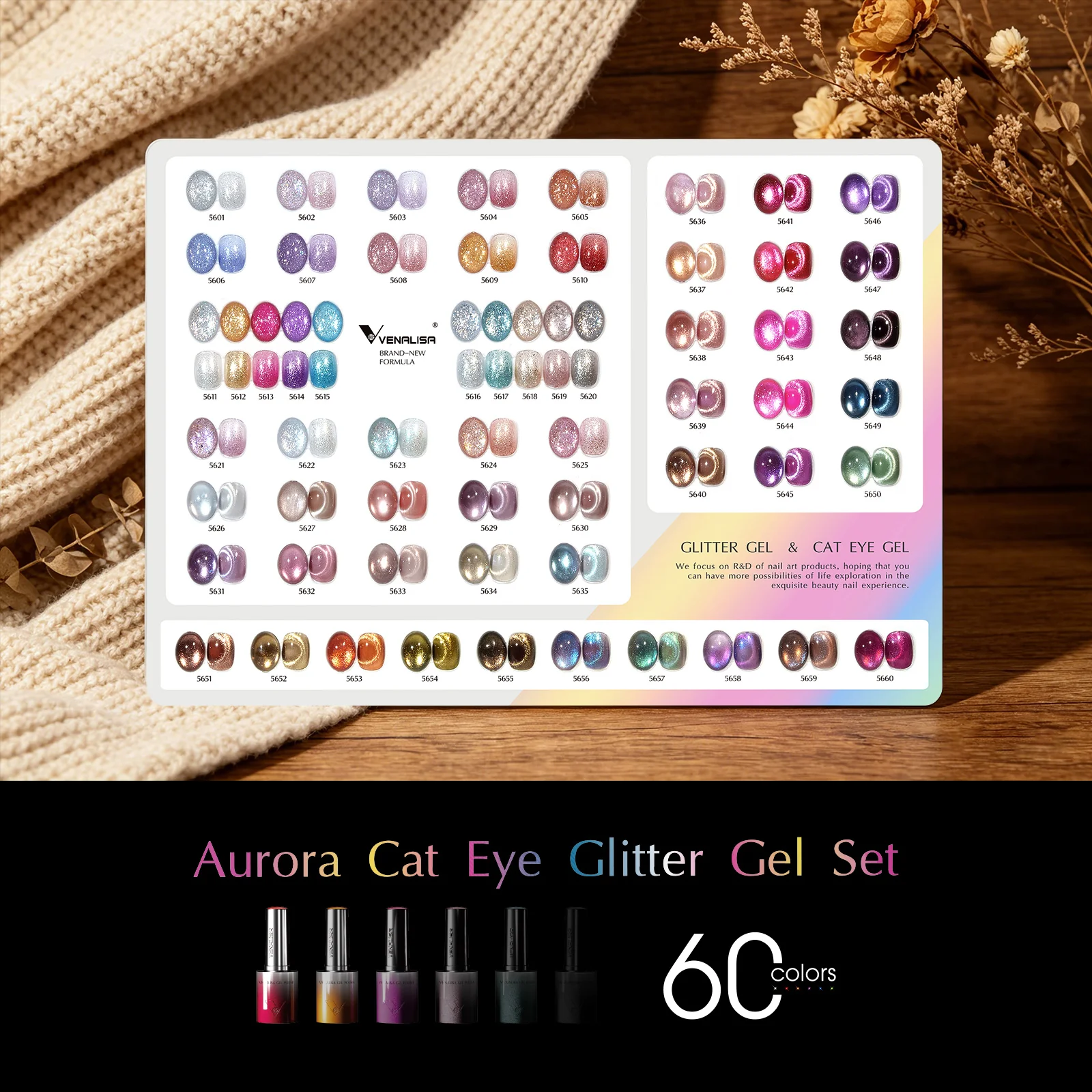 Aurora Cat Eye Glitter Gel Set 60 Colors With Color Display TPO Free Hema Free - Image 10
