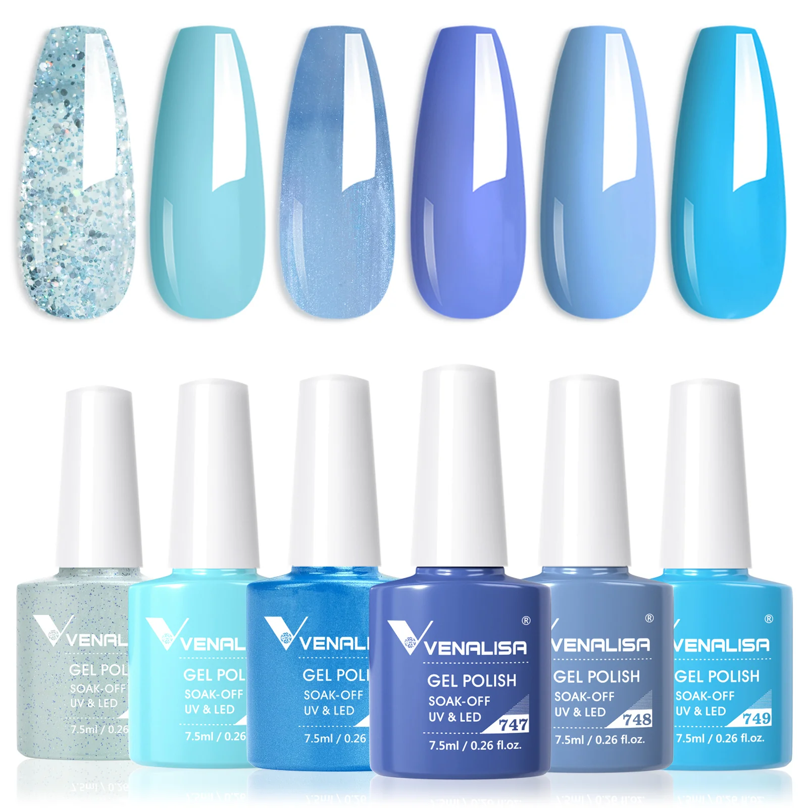 Blue - 6 Colors Gel Polish Set TPO Free Hema Free