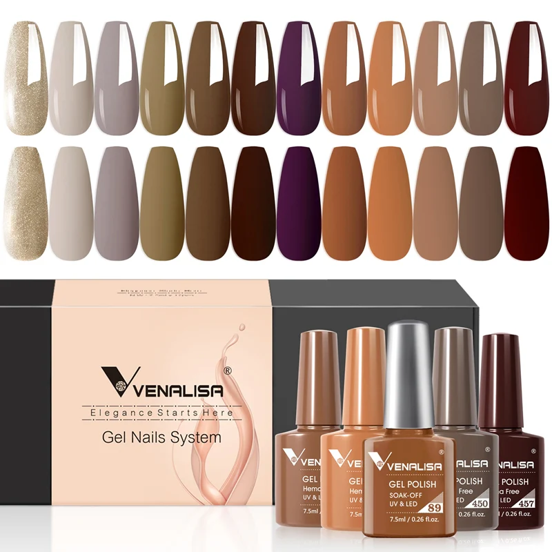 Brown Earth tones- Gel Polish 12 Colors Set TPO Free Hema Free