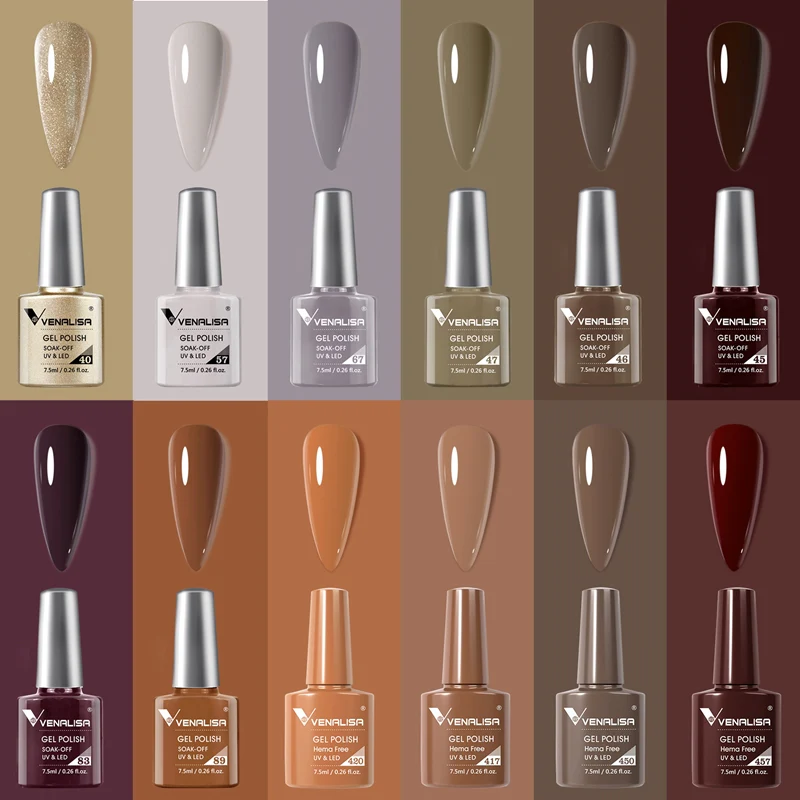 Brown Earth tones- Gel Polish 12 Colors Set TPO Free Hema Free - Image 2