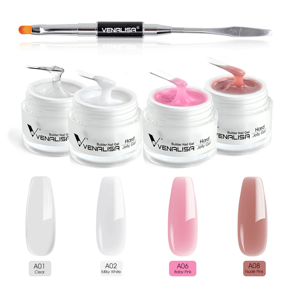 Hard Jelly Builder Gel- 4 Colors With Nail Brush TPO Free Hema Free - Image 3