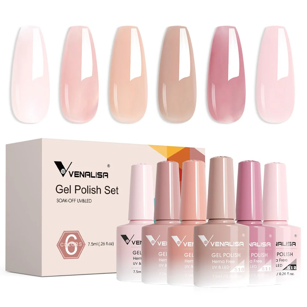 Jelly Translucent Gel Polish 6 Colors Set Hema Free TPO Free Hema Free
