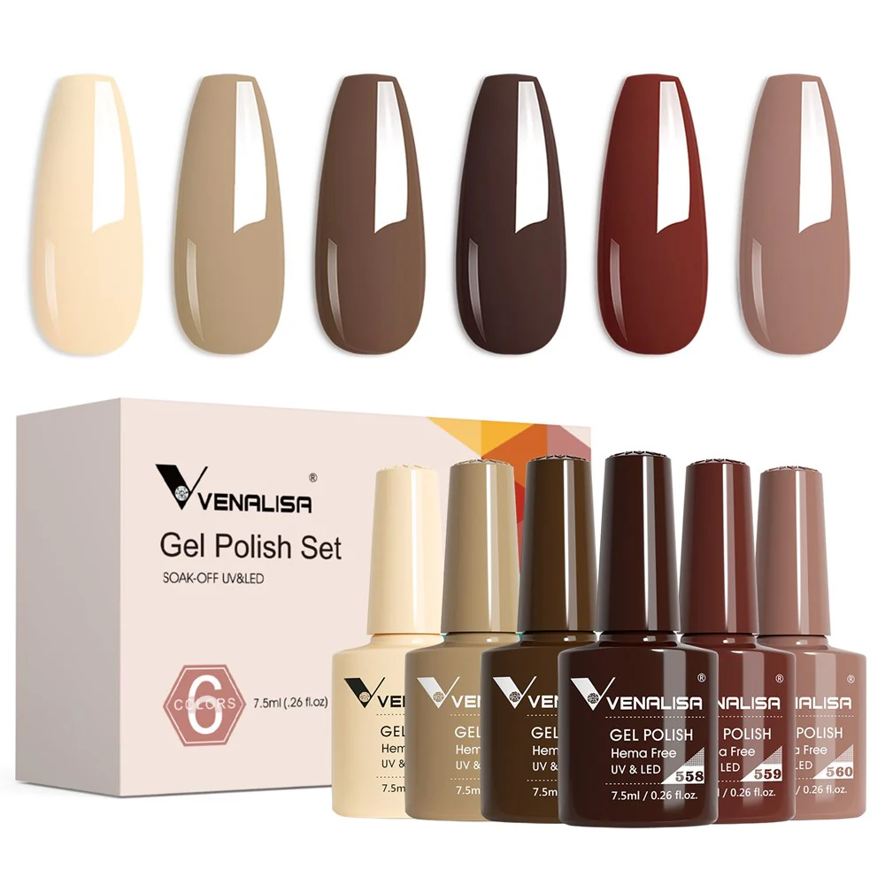 Mocha Maven - Hema Free 6 Colors Brown Gel Polish Set TPO Free Hema Free