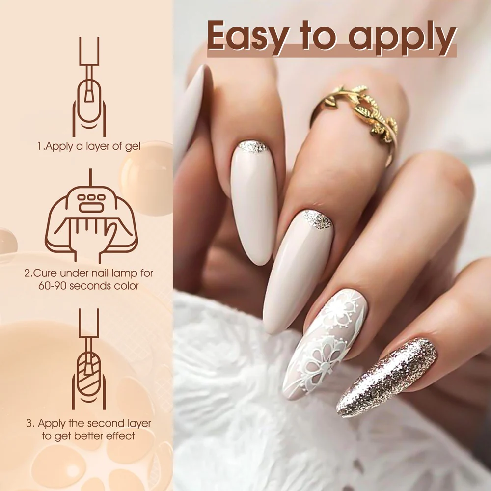 Nude Brown- 6 Colors Gel Polish Set TPO Free Hema Free - Image 5