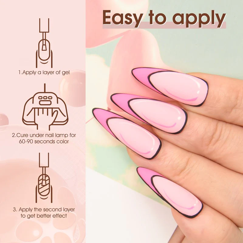 Pink Hema Free- 6 Colors Gel Polish Set TPO Free Hema Free - Image 4