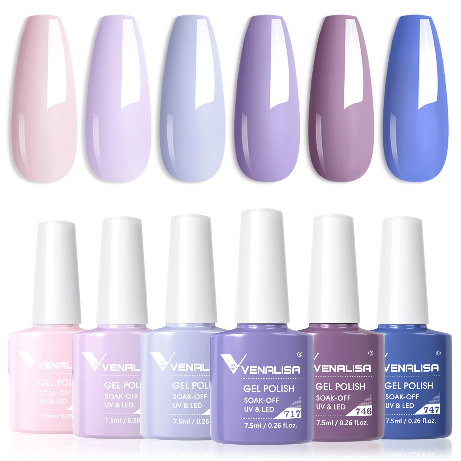 Purple - 6 Colors Gel Polish Set TPO Free Hema Free
