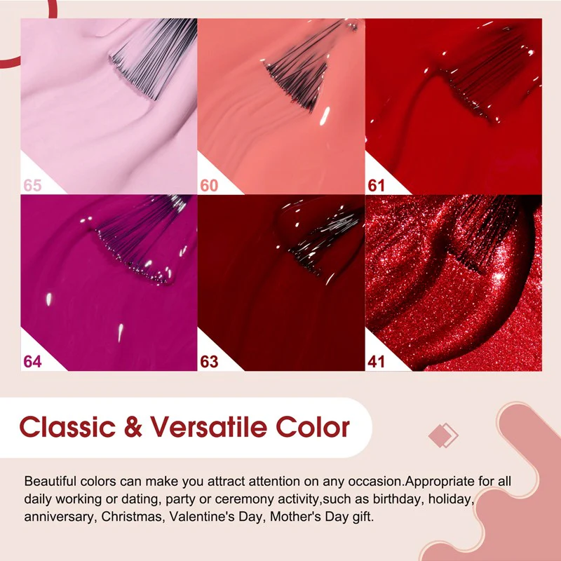 Red & Pink- 6 Colors Gel Polish Set TPO Free Hema Free - Image 4