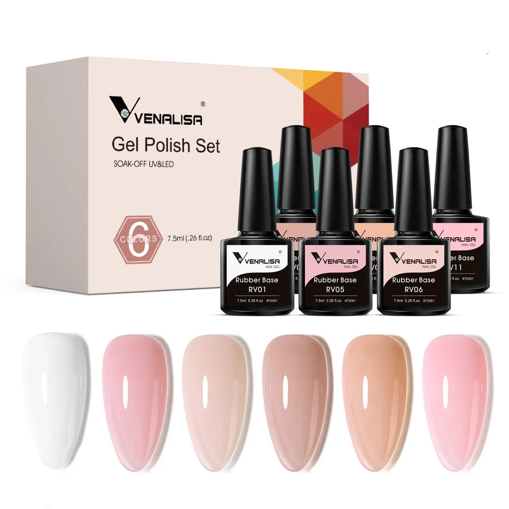 Rubber Base- 6 Colors Gel Polish Set TPO Free Hema Free - Image 3