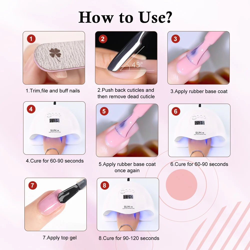Rubber Base- 6 Colors Gel Polish Set TPO Free Hema Free - Image 7