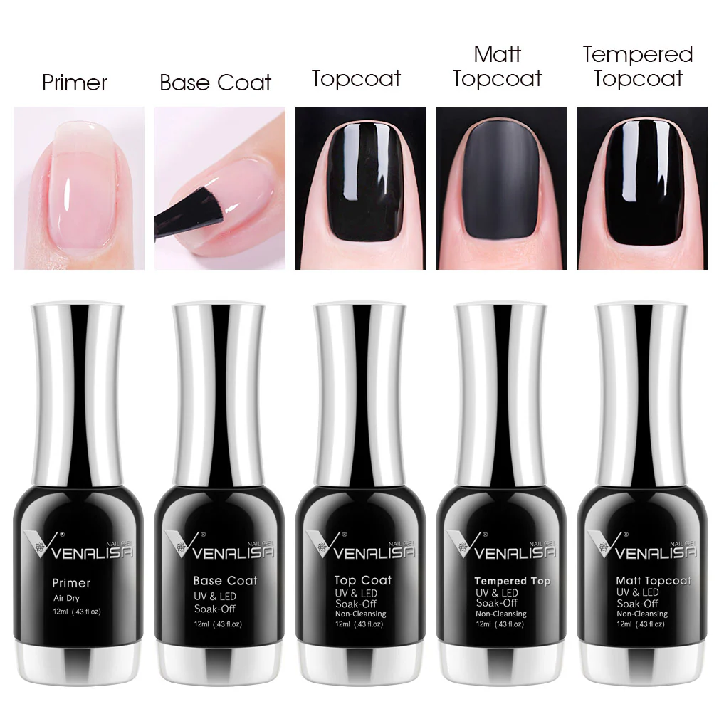 12ml Top & Base Coat Set- 5 pcs TPO Free Hema Free - Image 2