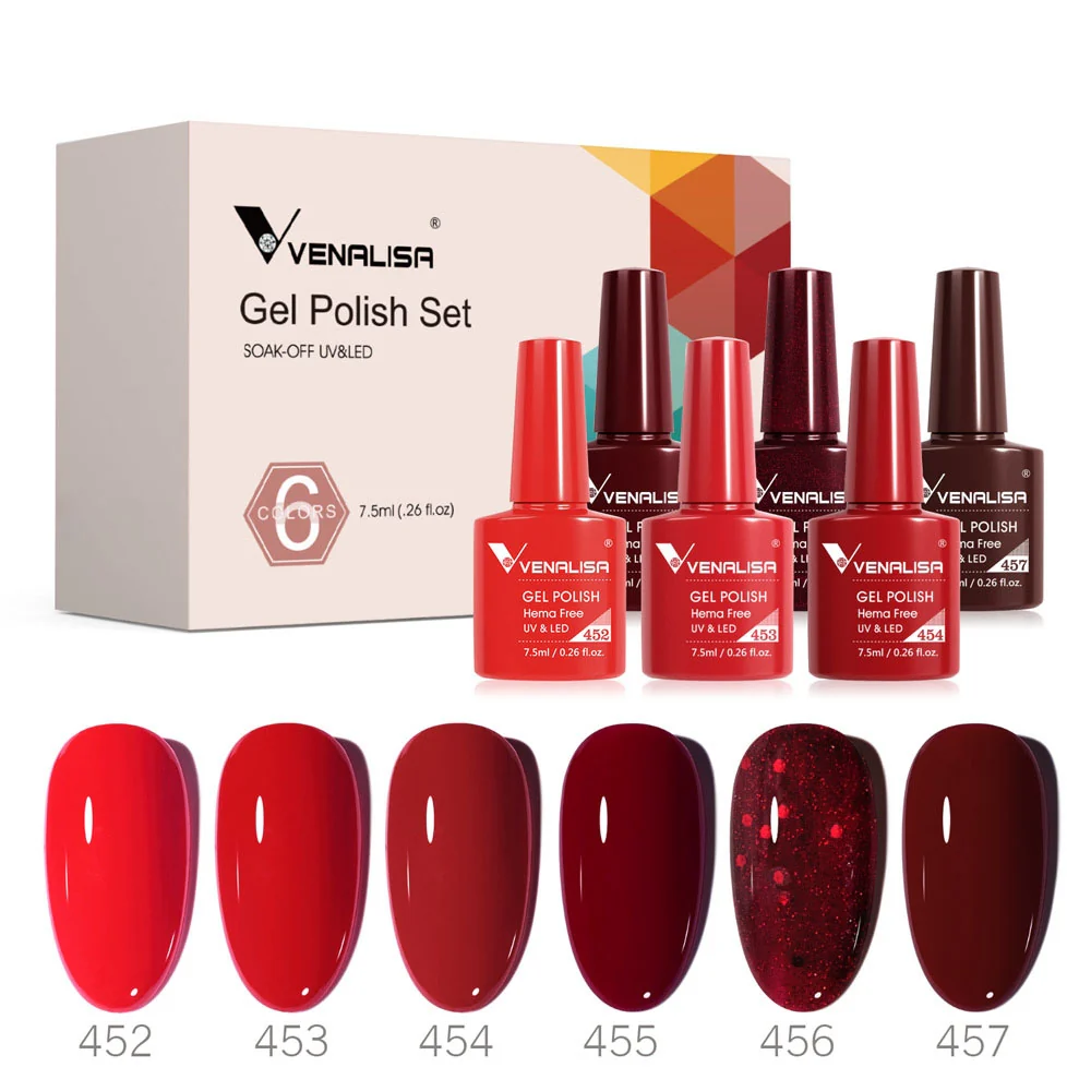 XMAS Red- 6 Colors Gel Polish Set TPO Free Hema Free