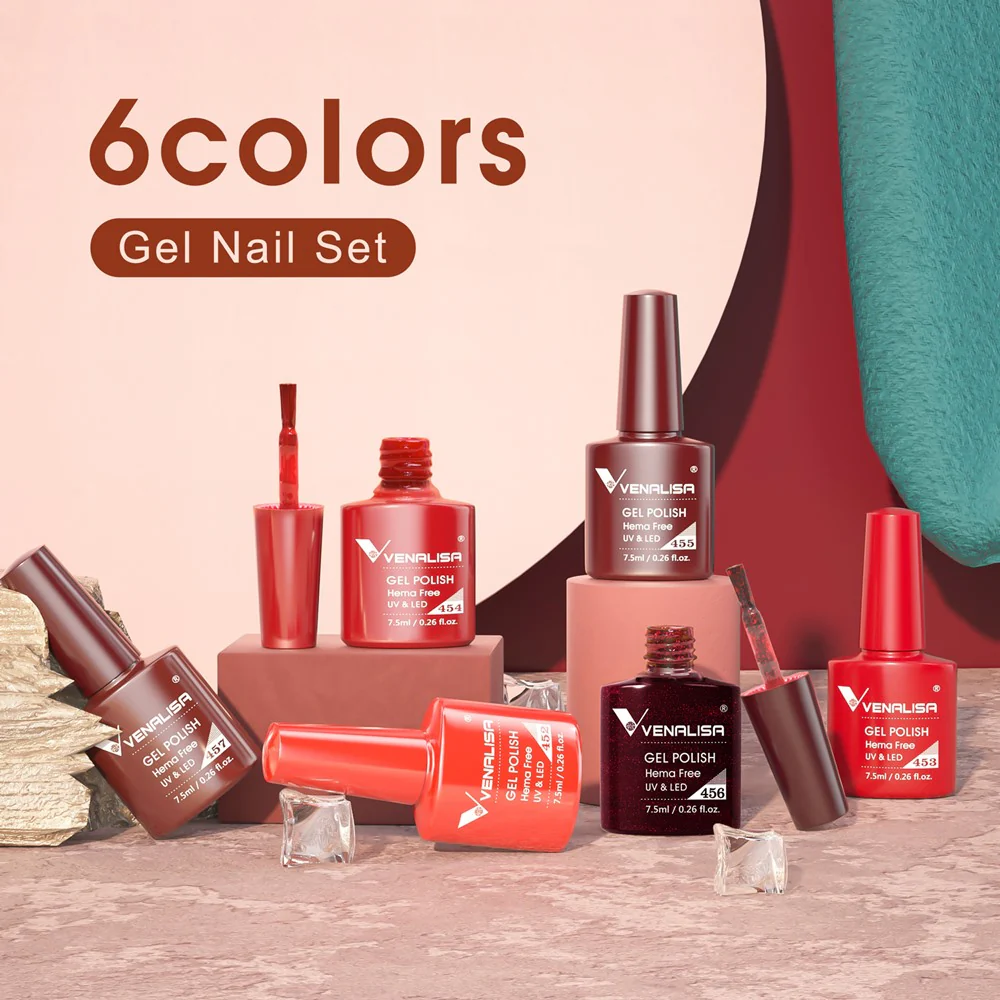 XMAS Red- 6 Colors Gel Polish Set TPO Free Hema Free - Image 3
