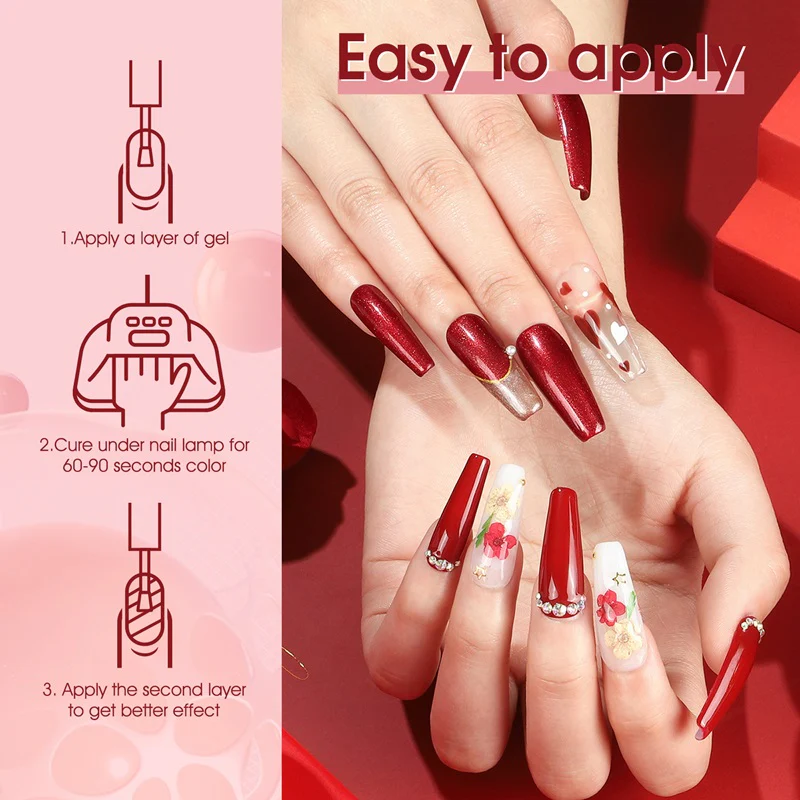 XMAS Red- 6 Colors Gel Polish Set TPO Free Hema Free - Image 4