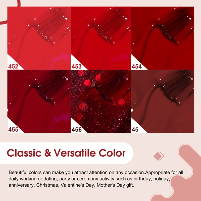 XMAS Red- 6 Colors Gel Polish Set TPO Free Hema Free - Image 5