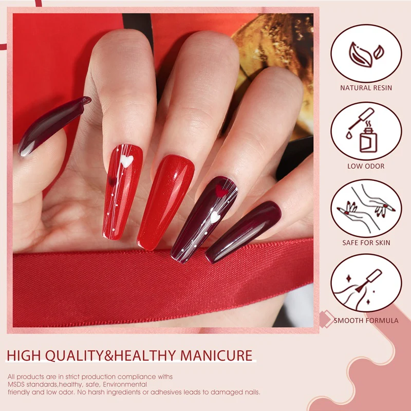 XMAS Red- 6 Colors Gel Polish Set TPO Free Hema Free - Image 6